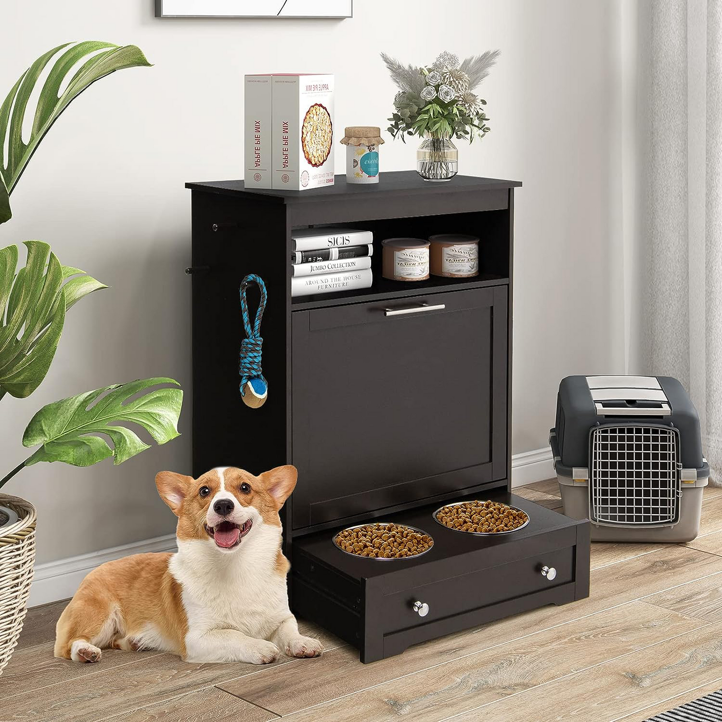 Pet Feeding Station + Organizer Cabinet