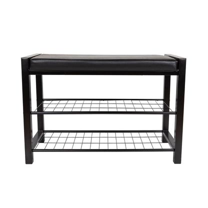 Leatherette Storage Entryway Bench with Metal Frame