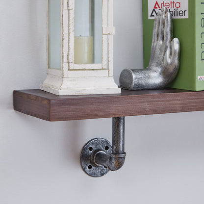 24" x 7" Floating Pipe Industrial Rustic Wall Mount Shelf