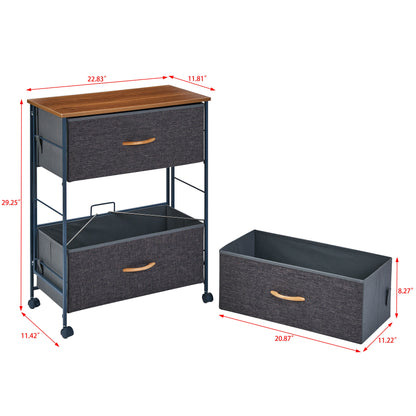 Fabric 3-Drawer Storage Dresser Chest with Steel Frame and Caster Wheels