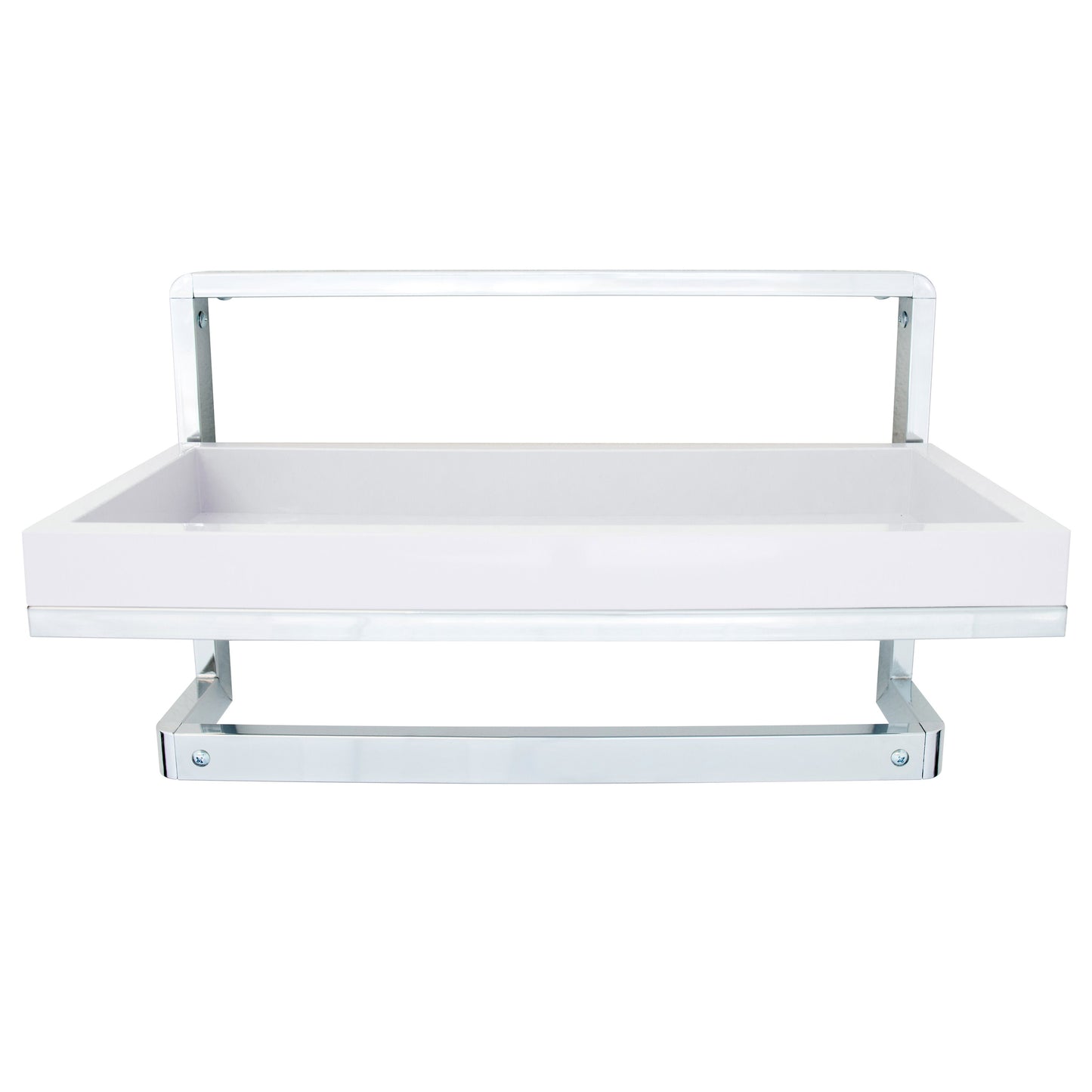 Bathroom Accessories and Decor " Wall Mounted Chrome Towel Rack and Shelf with Removable White Tray