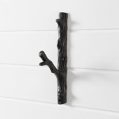 Brown Cast Iron Tree Branch Wall Mount Coat Hooks (Set of 2)