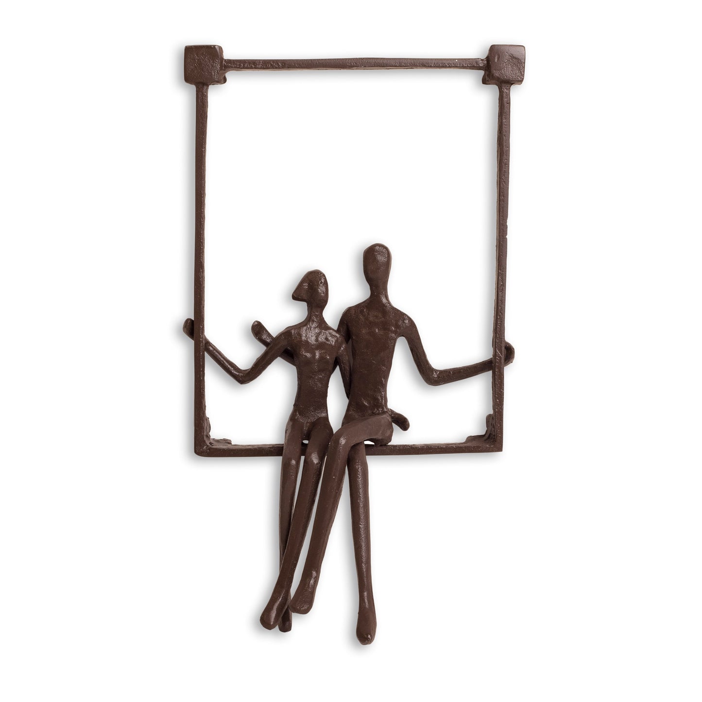 Couple Sitting on a Window Seal Iron Wall Piece