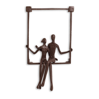 Couple Sitting on a Window Seal Iron Wall Piece