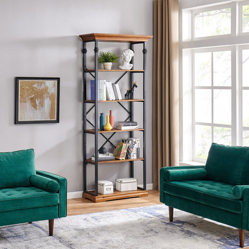 Juanita 6-Tier Etagere Wood and Metal Open Bookcase