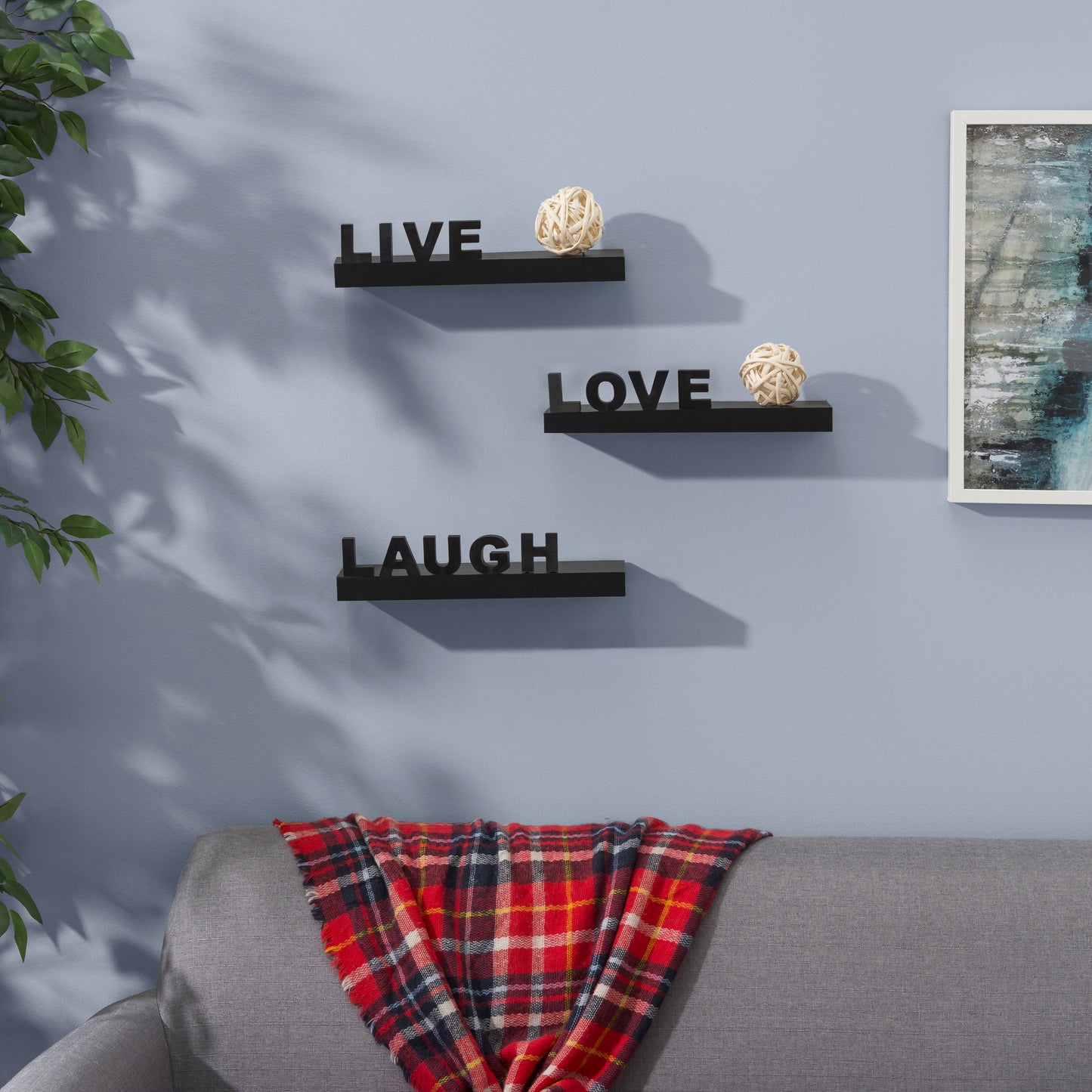 Decorative "Live" "Love" "Laugh" Wall Shelves (Set of 3)