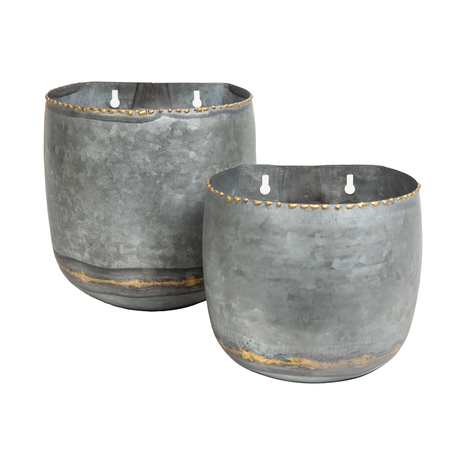 2-Piece Galvanized Metal Wall Planter Set