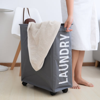 Collapsible Waterproof Folding Laundry Hamper on Wheels