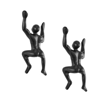 "Wall Climber" Cast Iron Decorative Black Wall Mount Hook (Set of 2)