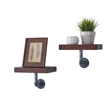 12" x 7" Floating Pipe Industrial Rustic Wall Mount Shelves " (Set of 2)