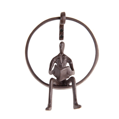 Encircled Reader Hanging Wall Art Iron Sculpture