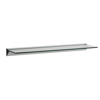 24 in Modern Clear Glass Floating Shelf on Aluminum Bar