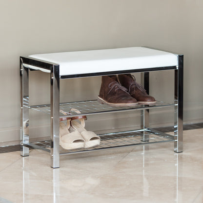 Leatherette Storage Entryway Bench with Metal Frame