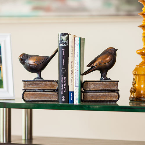 Birds on Books Bookend Set