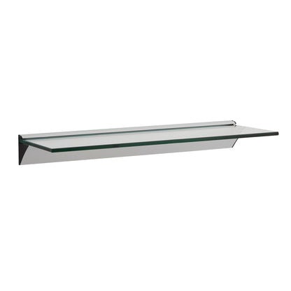 16 in Modern Clear Glass Floating Shelf on Aluminum Bar