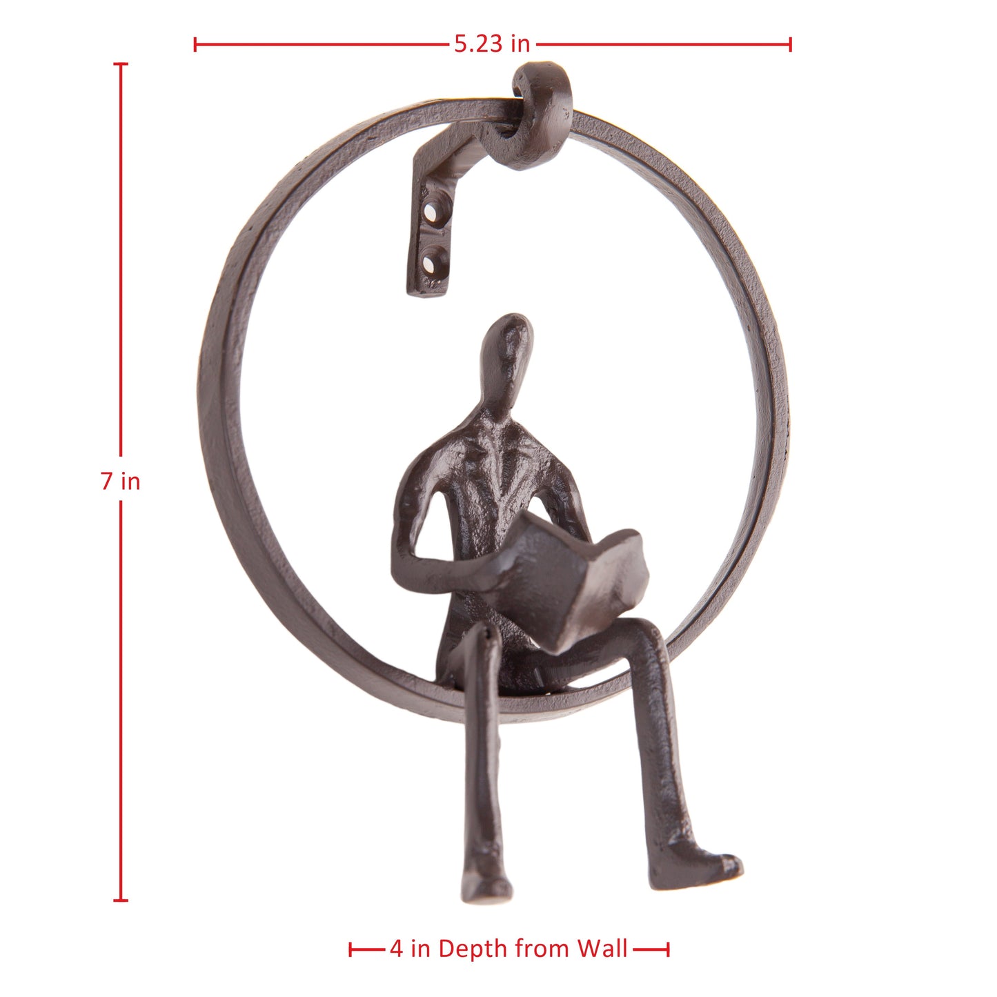 Encircled Reader Hanging Wall Art Iron Sculpture