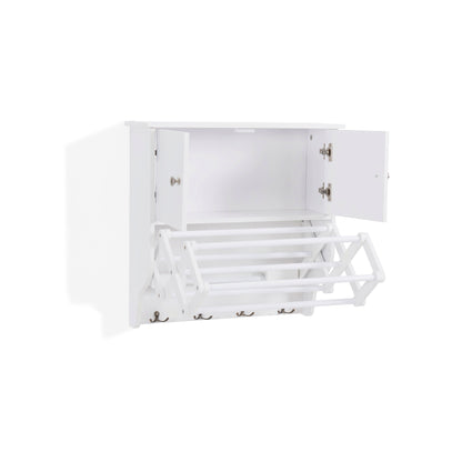 Accordion Wall Mount Drying Rack with Cabinet