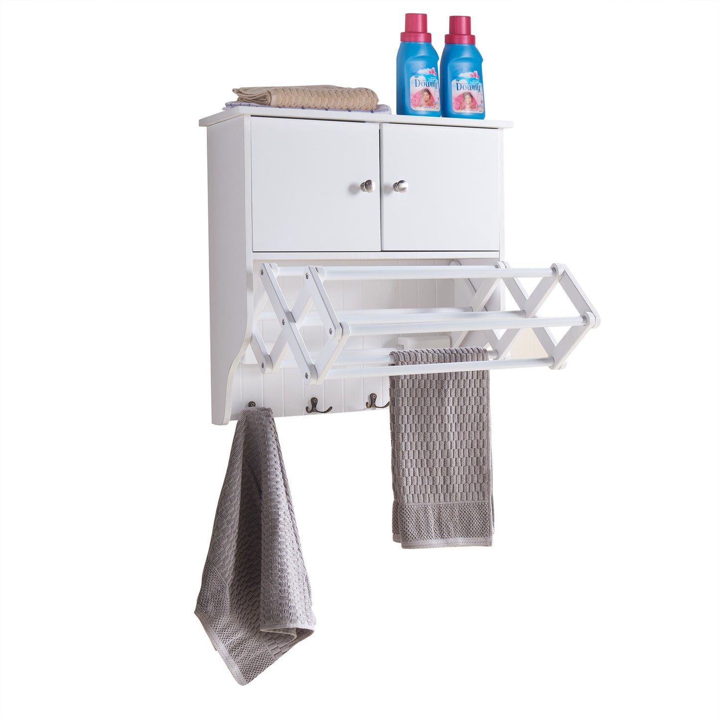 Accordion Wall Mount Drying Rack with Cabinet