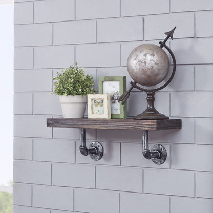 24" x 7" Floating Pipe Industrial Rustic Wall Mount Shelf