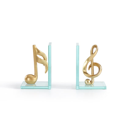 Gold Musical Glass Bookends