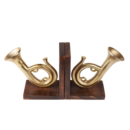 French Horn Bookend Set