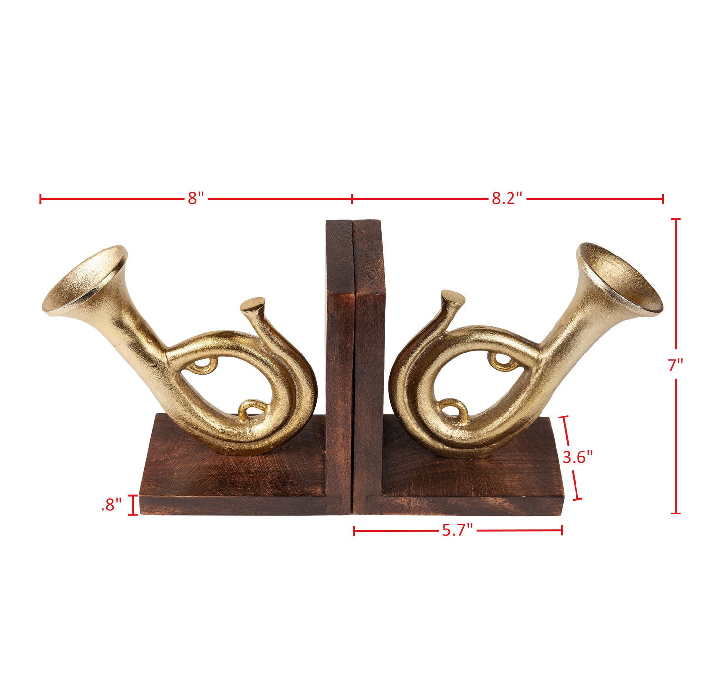 French Horn Bookend Set