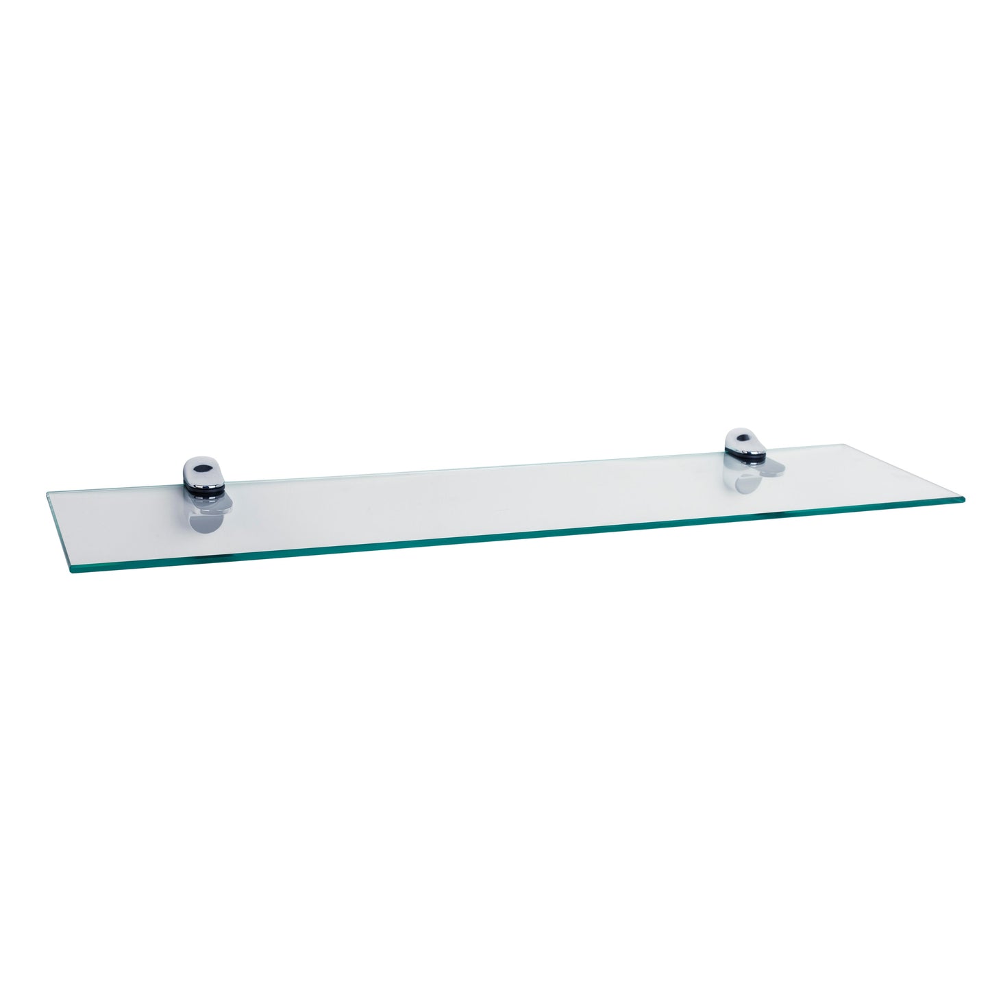 Glass Floating Shelf with Chrome Brackets 24 x 6"