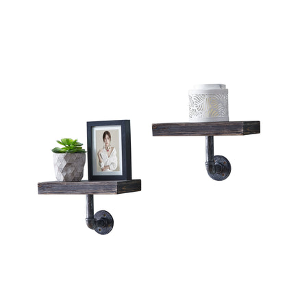 12" x 7" Floating Pipe Industrial Rustic Wall Mount Shelves " (Set of 2)