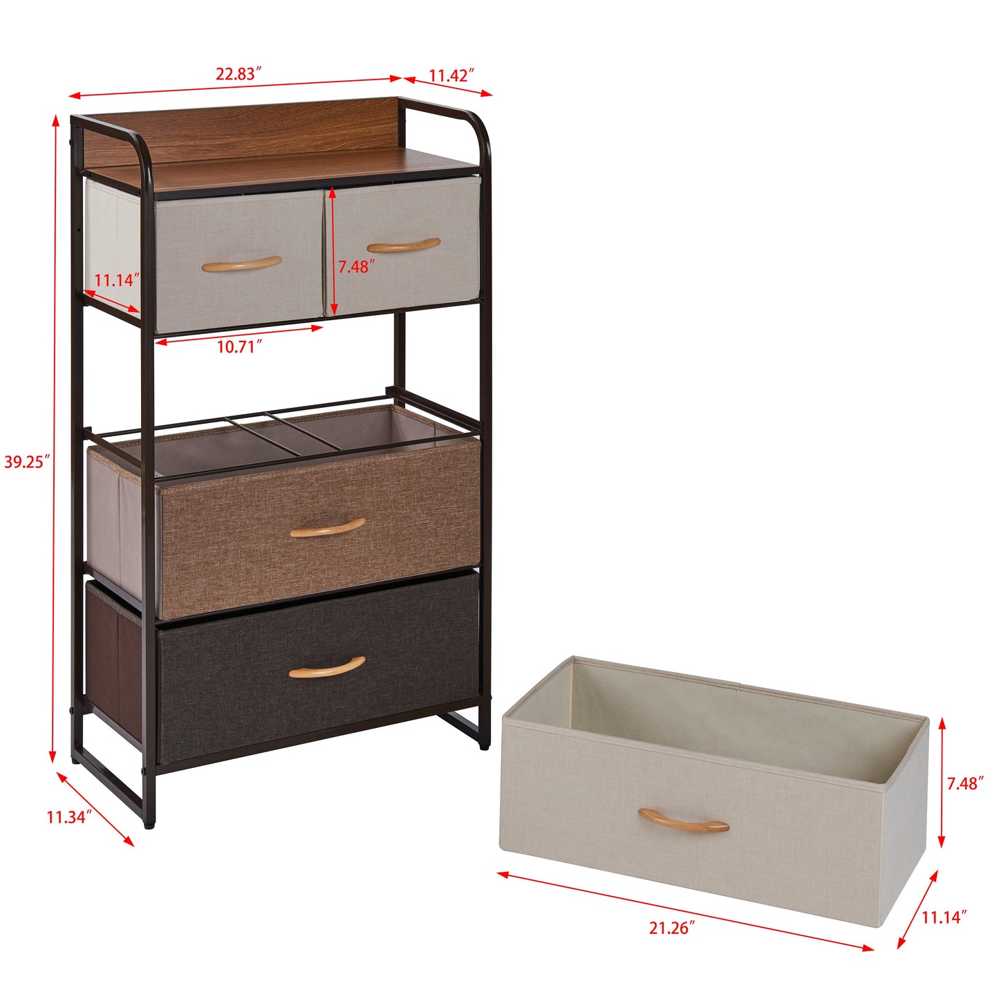 Decorative Modern Storage Chest Dresser with 5 Fabric Drawers