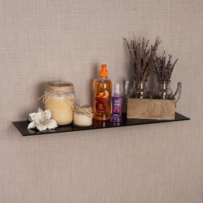 Glass Floating Shelf with Chrome Brackets 24 x 6"