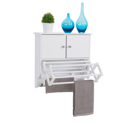 Accordion Wall Mount Drying Rack with Cabinet