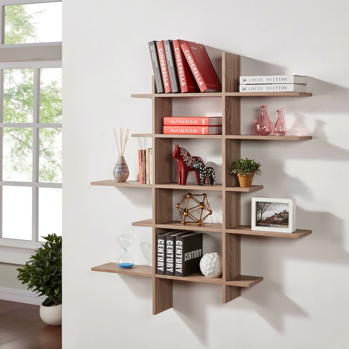 Five Level Asymmetric Wall Shelf