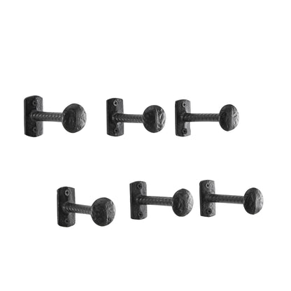 Black Industrial Decorative Cast Iron Nail Head Wall Hooks (Set of 6)