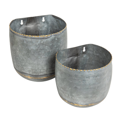 2-Piece Galvanized Metal Wall Planter Set