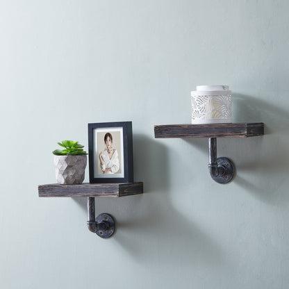 12" x 7" Floating Pipe Industrial Rustic Wall Mount Shelves " (Set of 2)