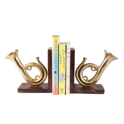 French Horn Bookend Set