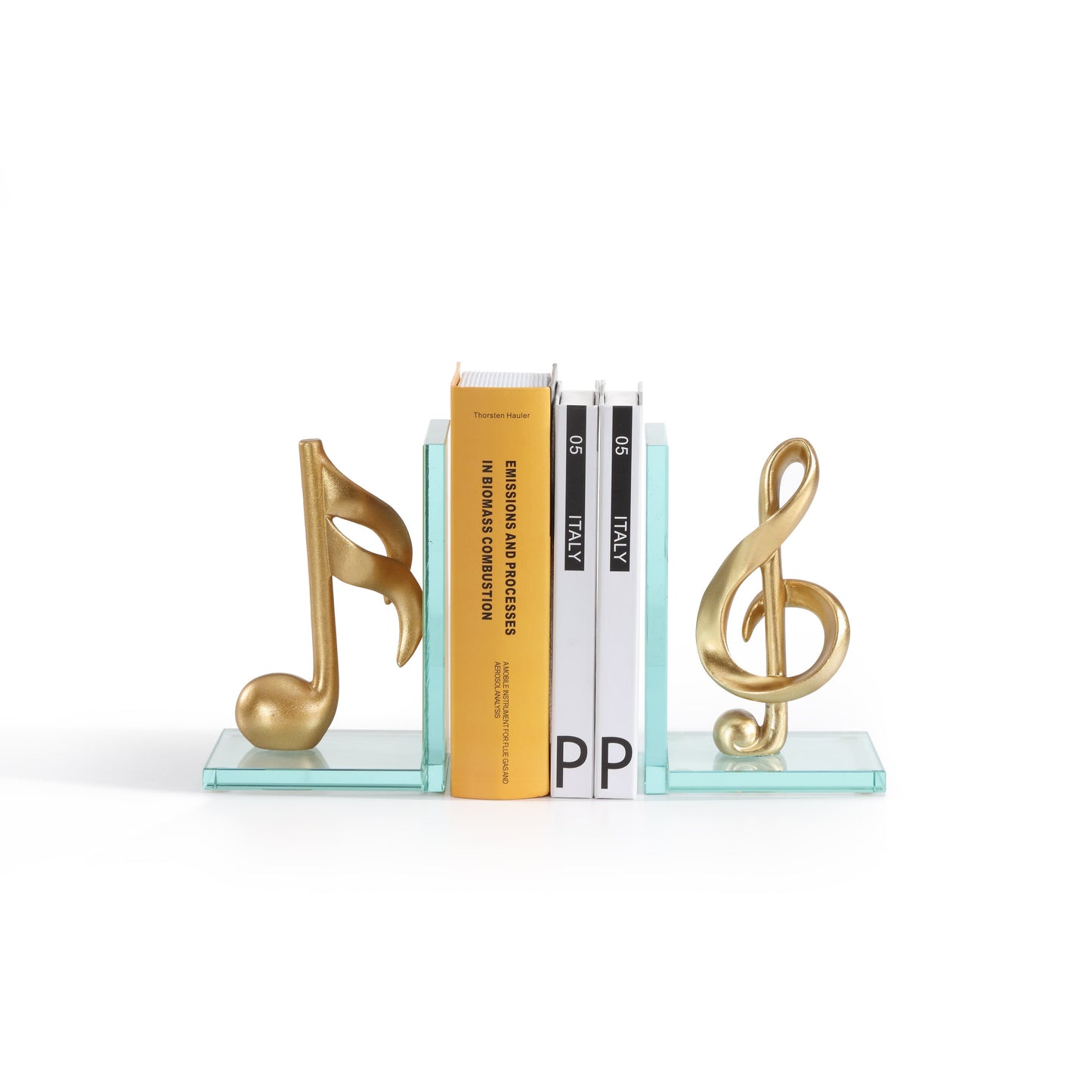 Gold Musical Glass Bookends