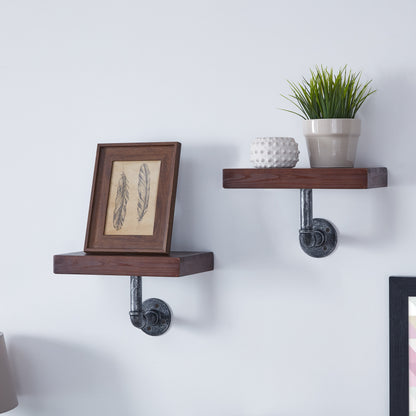 12" x 7" Floating Pipe Industrial Rustic Wall Mount Shelves " (Set of 2)