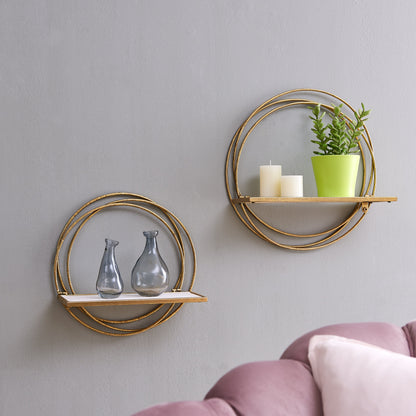 Golden Rings Floating Wall Shelves Set of 2