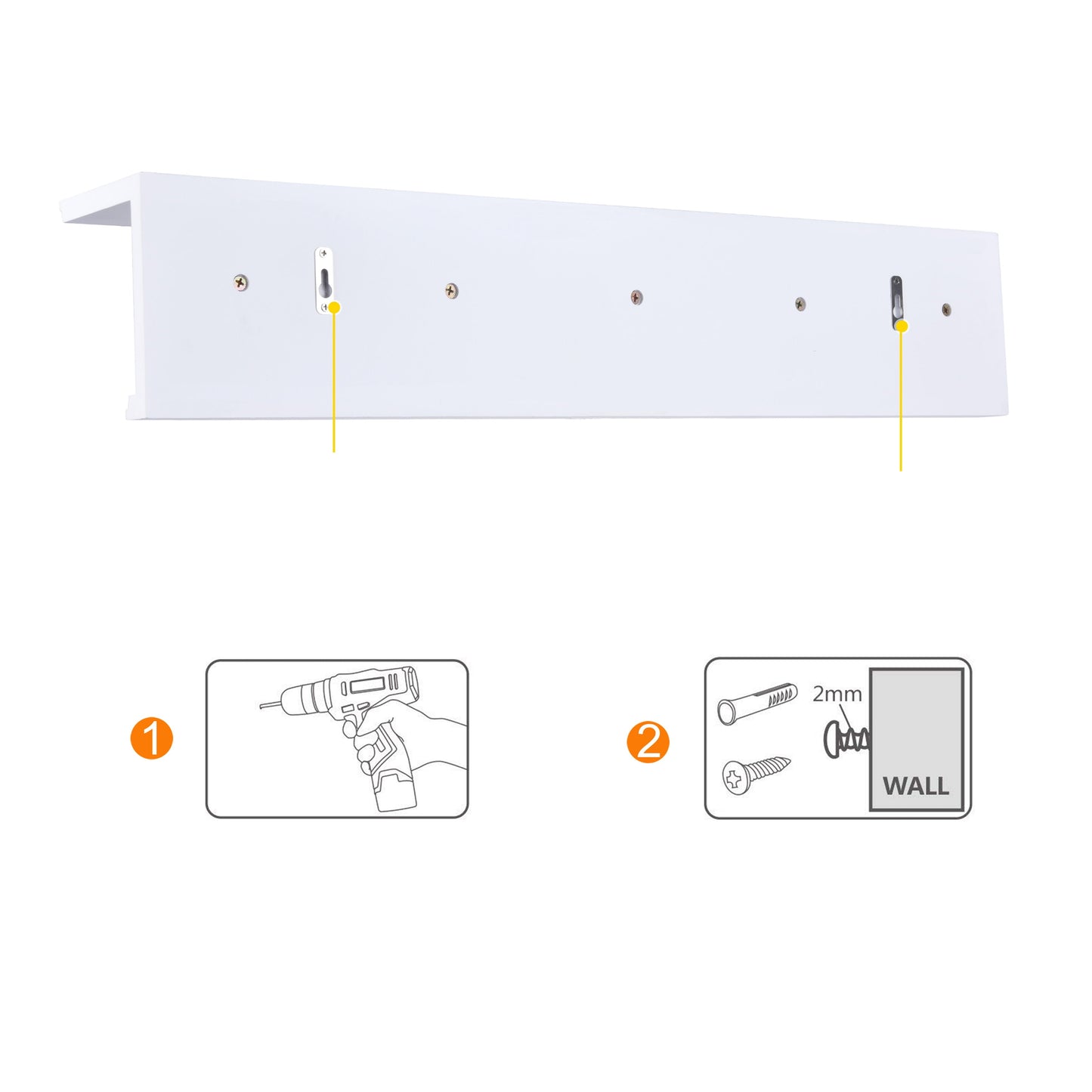 24" Wooden Coat Rack with 5 Hanger Hooks and Shelf - White