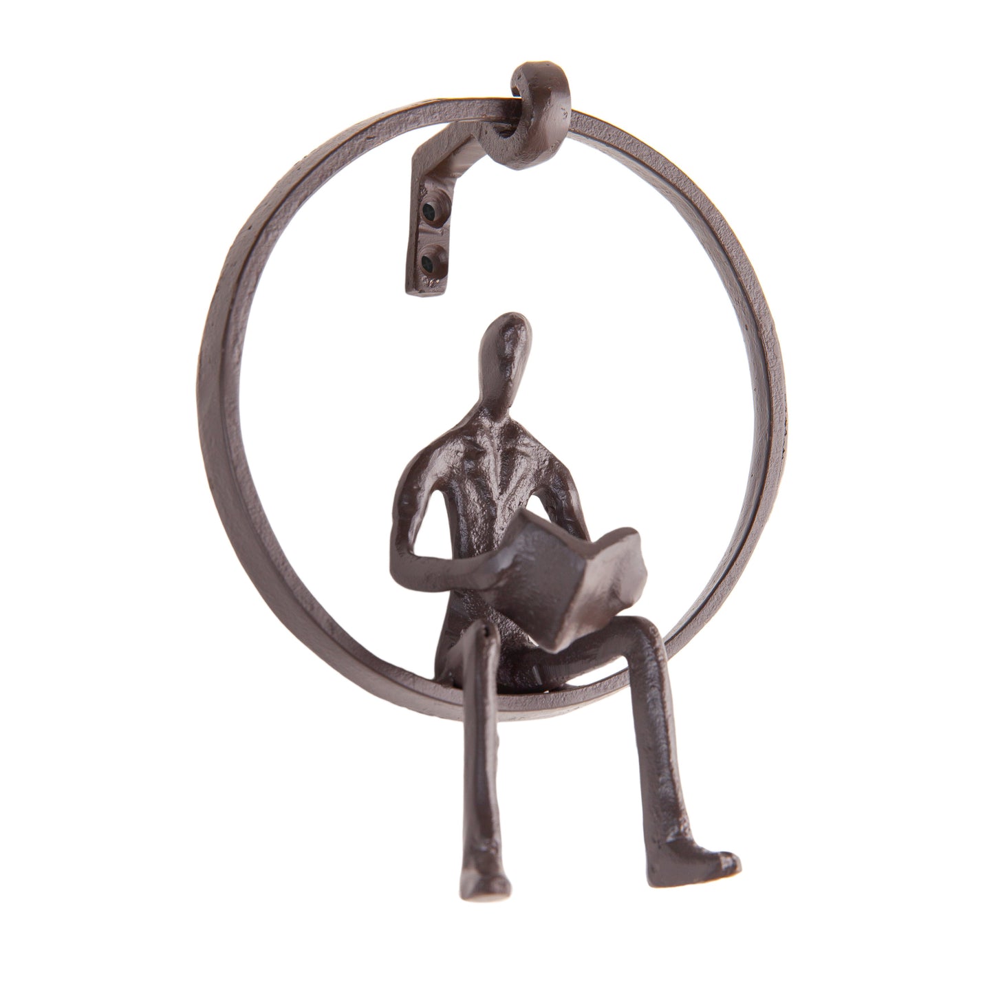 Encircled Reader Hanging Wall Art Iron Sculpture